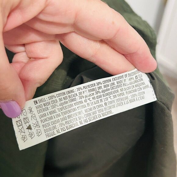 English Factory Nordstrom Olive Green Ruffle Shirt Dress XS - Picture 8 of 8